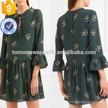 Comprimento de três quartos Manga Buceta-Bow Imprimir Silk Summer Mini Vestido Diário Fabricação Atacado Moda Feminina Vestuário (TA0079D)